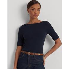 Ralph Lauren Women T-shirts Ralph Lauren Stretch Cotton Boatneck Tee in Navy