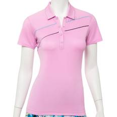 Beige - Women Polo Shirts EP NY Bora Bora Curved Piping Womens Short Sleeve Golf Polo, 6073 PK SAND MU