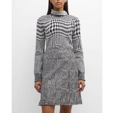 Burberry Women Sweaters Burberry Wavy Houndstooth Turtleneck Crop Sweater