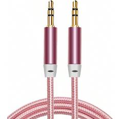 1pc 3.5mm Braided Audio Cable, Pink