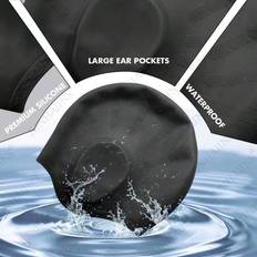 Unisex Waterproof Swimming Cap High Elasticity, Ear Protection, Long Hair Coverage Silicone Diving Cap