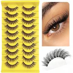 Makeup Shein New Natural Look 10 Pairs 3D Faux Mink Lashes Fluffy Cat Eye Lashes Manga Lashes Clear Band Lashes