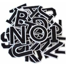 Shein Iron on Letters and Numbers Patches, Black Alphabet Embroidered Patch A-Z, Numbers 0-9 Applique for Clothes, Dress, Hat, Socks, Jeans, DIY Accessories
