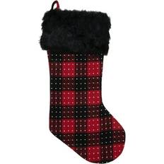 Stockings on sale Northlight 21.5 Red Black Plaid Dots Christmas Stocking