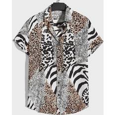 Herr - Leopard Skjortor Shein Men Leopard & Zebra Stripe Shirt