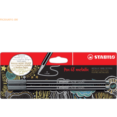 Black Touch Pen Stabilo Metallic Premium tuschpenna Pen 68 Metallic Silver