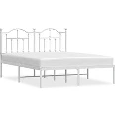 vidaXL white, 140 200/with headboard Metal Bed Frame Bed Base Headboard