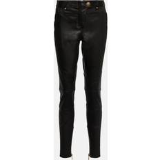 Balmain Byxor Balmain Low-rise leather skinny pants black