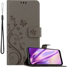 Cadorabo Grey Flower Case for Motorola MOTO G10 G30 Cover Book Wallet Protection PU Leather Flip Etui magnetic closure standing function card slots