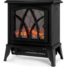 Netta Electric Fireplace Stove Heater 2000w With Fire Flame Effect, Freestanding Portable Electric Log Wood Burner Effect Black