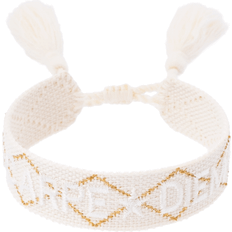 Beige Armbånd Dark Woven Friendship Bracelet Carpe Diem Vanilla With Gold