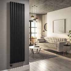 ElectrIQ Black Vertical Designer Radiator 2.4kW with Wifi Thermostat