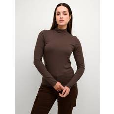 Bluser Kaffe Drew Long Sleeve Turtleneck T-Shirt, Java