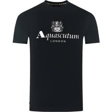 Aquascutum T-shirts Aquascutum London Aldis Brand Logo Black T-Shirt