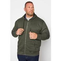 Kam Jumpers Kam Mens Big & Tall Khaki Green Zip Through Hoodie Big & Tall