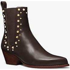 Michael Kors Stiefel & Boots Michael Kors MK Kinlee Astor Studded Leather Ankle Boot Chocolate IT