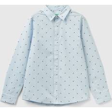 XXL Skjortor Barnkläder United Colors of Benetton Slim Fit Shirt With Micro Pattern, 2XL, Sky Blue, Kids