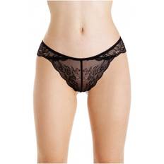 Camille Knickers Camille Womens Pack Black Lace Brazilian Briefs