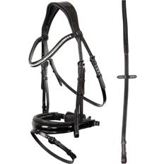 Barelle e Accessori Anky Briglia da equitazione inglese combinata con nasello in vernice NB nero nero nero