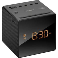 Alarm Clocks Sony Sony Compact AM/FM Alarm Clock Radio with Easy to Read, Backlit LCD Display, Battery Back-Up, Adjustable Brightness Control, Programmable Sleep Timer, Daylights Savings Time Adjustment, Black Finish