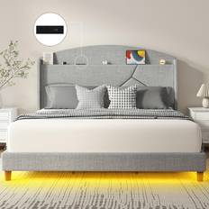 Led bed frame queen Belleze Queen Bed Frame with