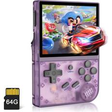 ANBERNIC RG35XX Handheld Game Console Retro Games Consoles with 3.5 Inch IPS Screen 64G TF Card 5474 Classic Games 2100mAh Battery Support Linux, HDMI and TV Output Purple