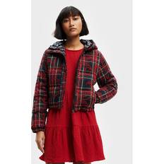 Röda Kappor & Rockar Desigual Kvinnors kris, 3014 scarlet vadderad kort overcoat, röd