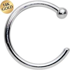 Piercings Body Candy Gauge 1/4 14Kt Solid White Gold Nose Hoop Piercing 1/4