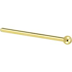 Piercings Body Candy Solid 14k Yellow Gold 1.5mm Ball Straight Fishtail Nose Stud Ring Gauge 17mm