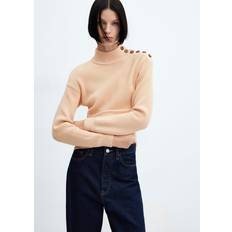 Mango Tops Mango Shouder Buttons Ribbed Sweater Kvinde Sweaters hos Magasin Light Beige