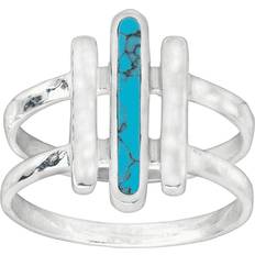 Turquoise Rings Silpada Silpada 'Strait To It' Compressed Turquoise Three-Bar Ring in Sterling Silver, 11