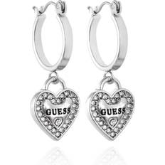 Guess Earrings Guess Gold-Tone Crystal Heart Drop Earrings Silver Silver