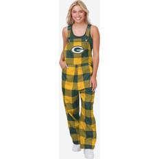 Green - Women Jumpsuits & Overalls Foco Green Bay Packers Womens Plaid Bib Overalls