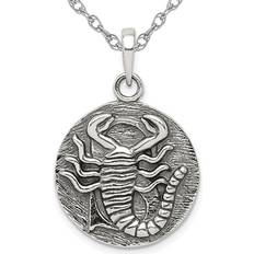 Jewelry Sterling Silver SCORPIO Charm Zodiac Astrology Pendant Necklace with Chain