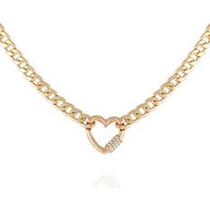 Guess Necklaces Guess LinkNecklace with Pave Heart Charm