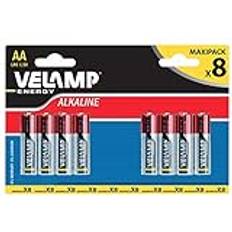 Velamp LR6/8BP Blister mit 8 Alkaline-Batterien LR6 AA, 1,5 V, Rot