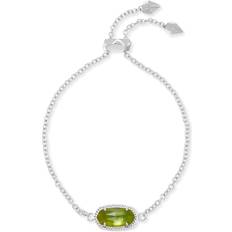 Kendra Scott Silver Plated Bracelets Kendra Scott Elaina Link Chain Bracelet for Women, Fashion Jewelry, Rhodium-Plated, Peridot Illusion