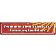 Blechschild 46x10 cm - Pommes Frittierte Sonnenstrahlen