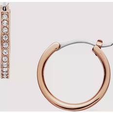 Fossil Women Earrings Fossil Women's Rose Gold-Tone Stainless Steel Hoop Earrings