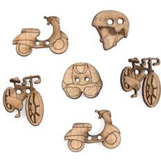 Wooden Transport Buttons 5 Pieces