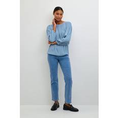 Dam - Denim/Jeanstyg Blusar Kaffe Kawilma Blouse Dam Långärmade - Faded Denim