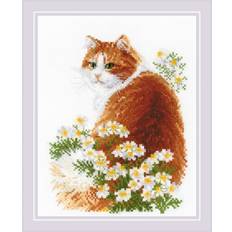 Wool Needlework Kits Riolis Counted Cross Stitch Kit 9.5"X11.75"-Ginger Meow 10 Count R2110