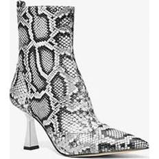 Michael Kors Ankle Boots Michael Kors MK Clara Snake Embossed Leather Ankle Boot Black Michael Kors