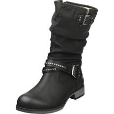 Mustang Schuhe Mustang Side Zip Low Heel Womens Ankle Boots in Black