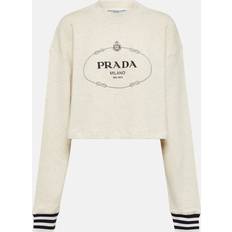 Prada Tröjor Prada Logo cotton sweater beige