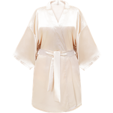 Satin Morgenmäntel & Bademäntel GLOV Kimono Style Satin Bathrobe Champagner