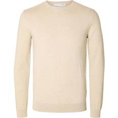 Beige - Unisex Tröjor Selected Långärmad Stickad Tröja Beige