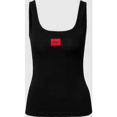 Dame Toppe HUGO Stretch Cotton Jersey Vest - Sort/Rødt Mærke