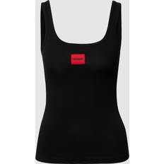 Rundhalsausschnitt Tanktops HUGO Tanktop mit Label-Patch in Black, Größe