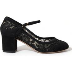 Viscose Heels & Pumps Dolce & Gabbana Black Mary Jane Taormina Lace Pumps Shoes EU36/US5.5